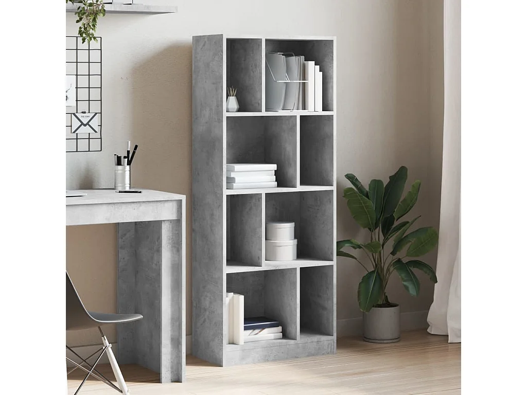 Bibliothèque gris béton 57x28,5x141 cm bois d'ingénierie FR451175
