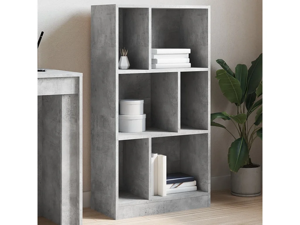 Biblioteca madera de ingeniería gris hormigón 57x28,5x107,5 cm ES351079