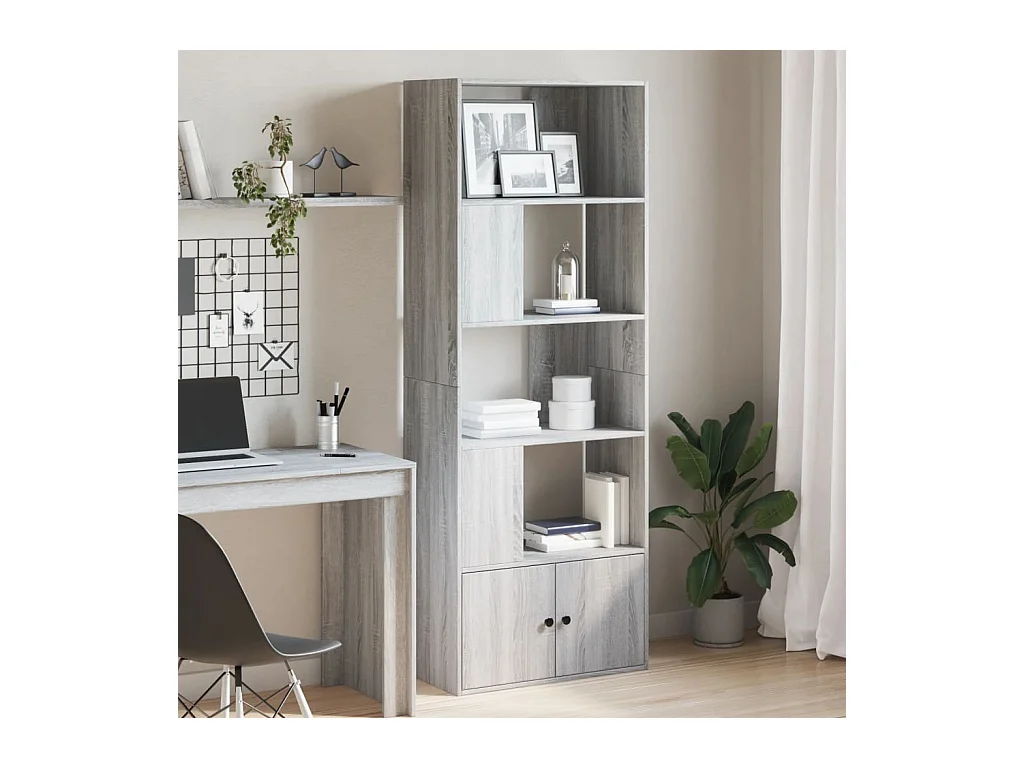 Biblioteca madera de ingeniería gris Sonoma 70x36x189 cm ES991837