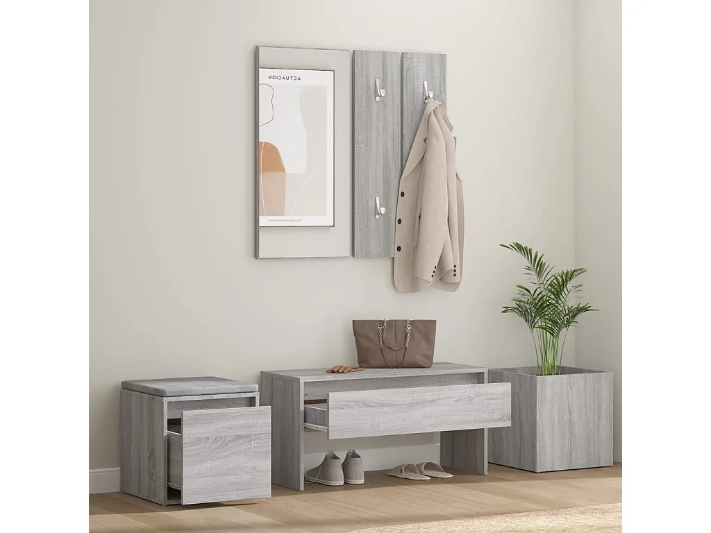 Set de muebles de recibidor madera contrachapada gris Sonoma ES683962
