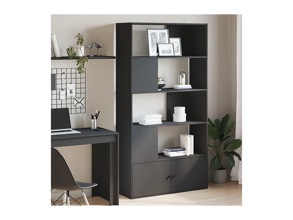 Bibliothèque noir 100x36x189 cm bois d'ingénierie FR468953