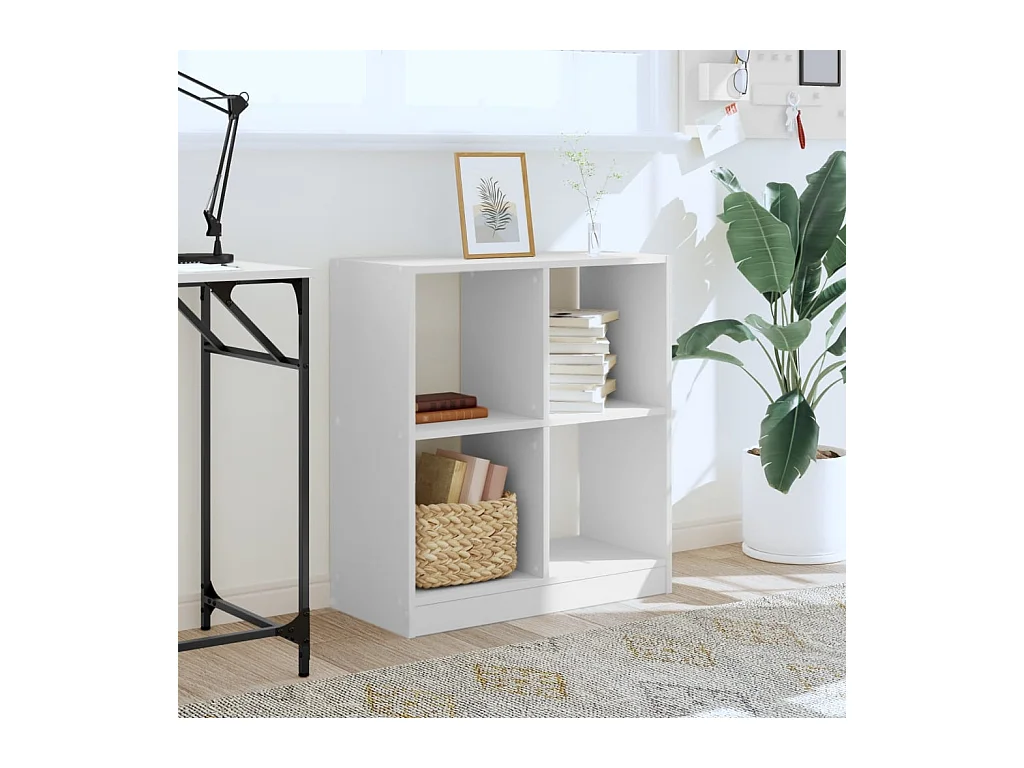 Biblioteca de madera de ingeniería blanca 68,5x32x75 cm ES568864