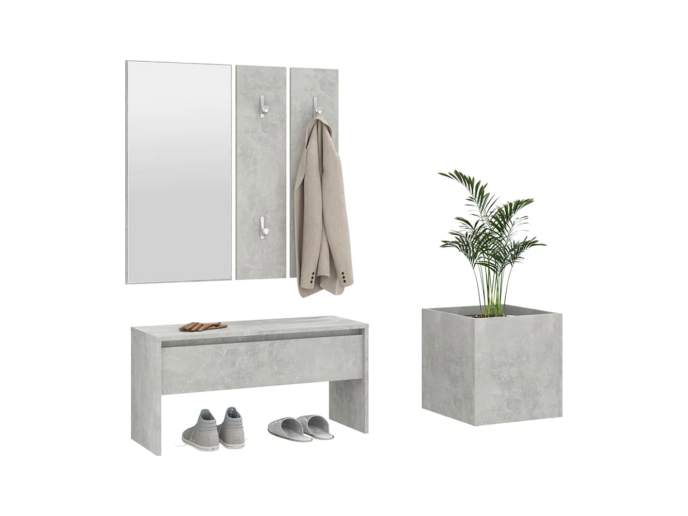 Ensemble de meubles de couloir Gris béton Bois d'ingénierie FR239514