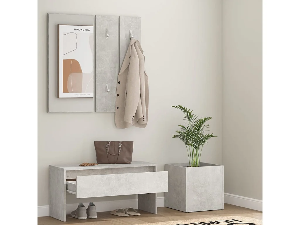 Ensemble de meubles de couloir Gris béton Bois d'ingénierie FR239514