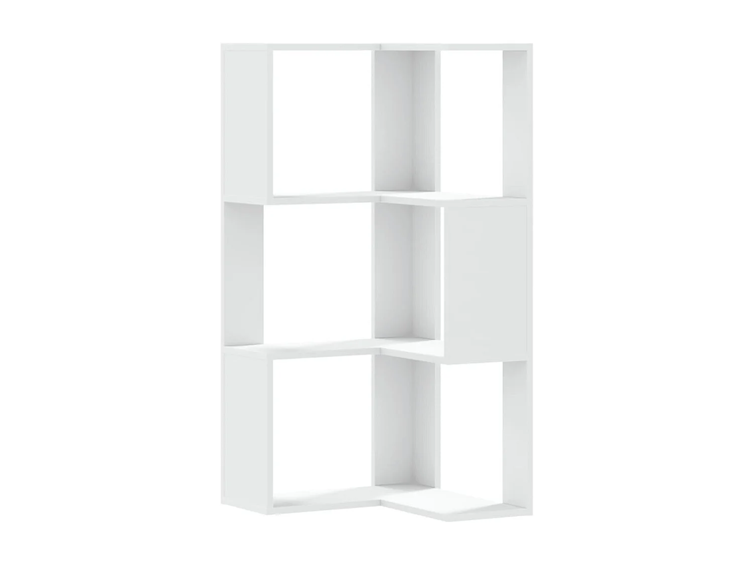 Boekenkast 3-laags hoek 50x50x102 cm bewerkt hout wit BE941082