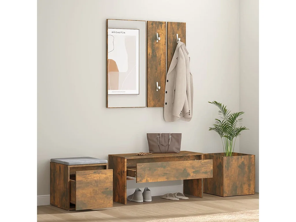 Ensemble de meubles de couloir Chêne fumé Bois d'ingénierie FR740788