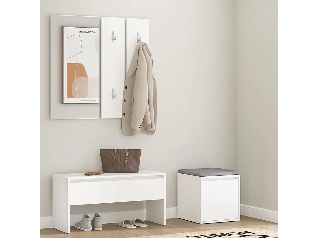 Ensemble de meubles de couloir Blanc Bois d'ingénierie FR502661