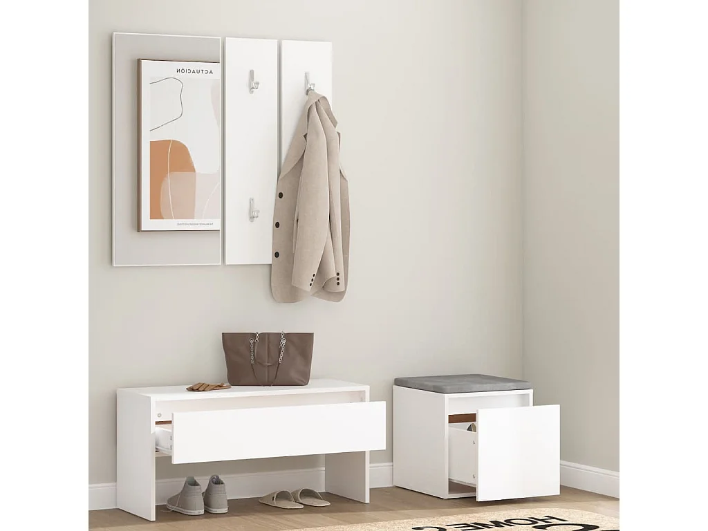 Ensemble de meubles de couloir Blanc Bois d'ingénierie FR502661