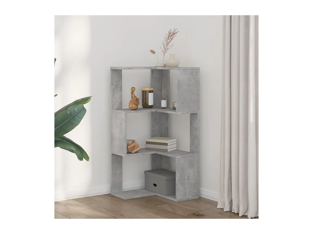 Biblioteca esquina 3 niveles madera gris hormigón 50x50x102 cm ES992037