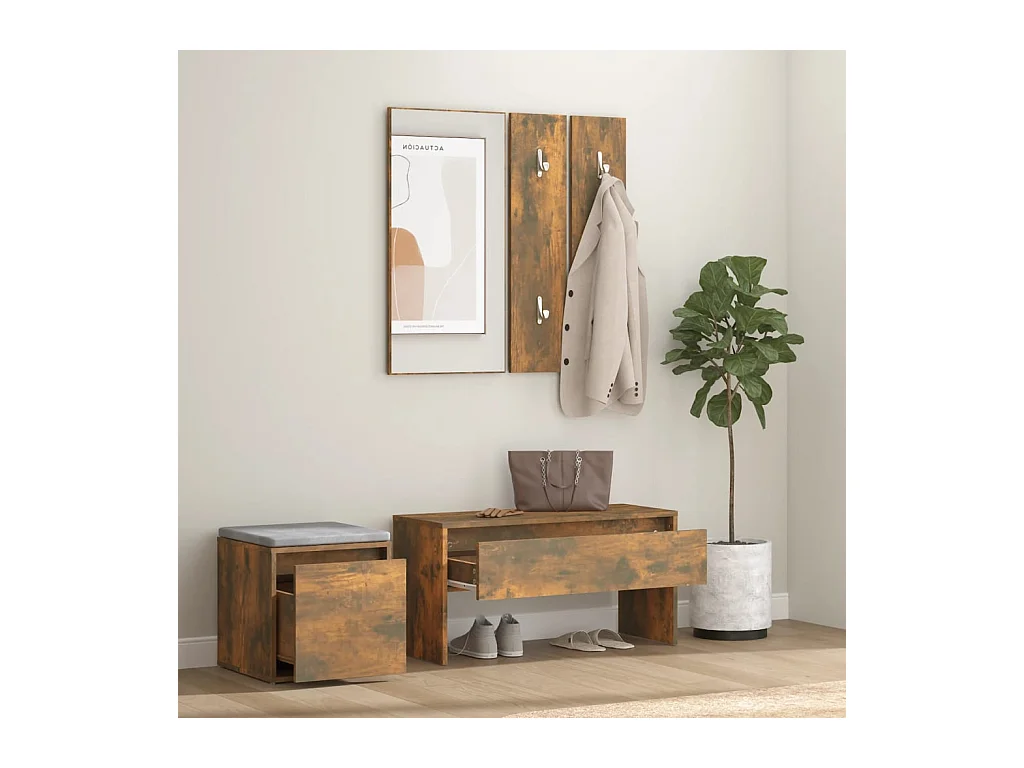 Ensemble de meubles de couloir Chêne fumé Bois d'ingénierie FR428151