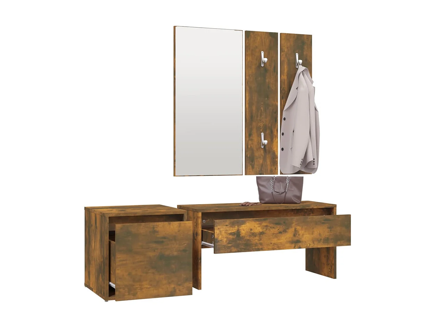 Ensemble de meubles de couloir Chêne fumé Bois d'ingénierie FR428151