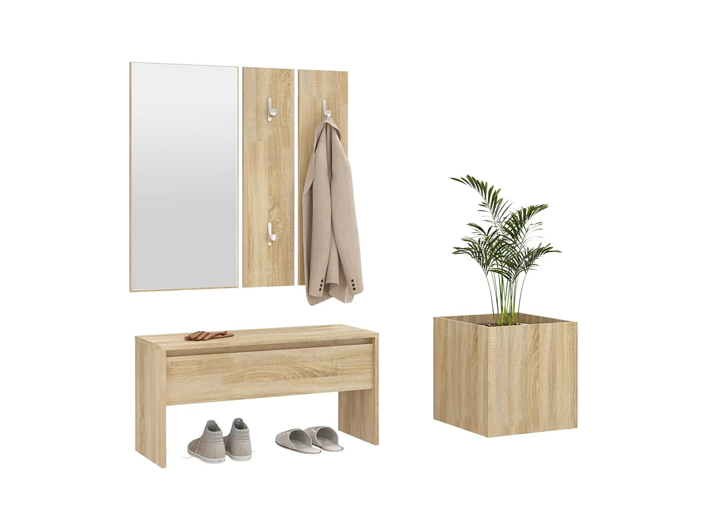 Juego de muebles de recibidor madera contrachapada roble Sonoma ES119803