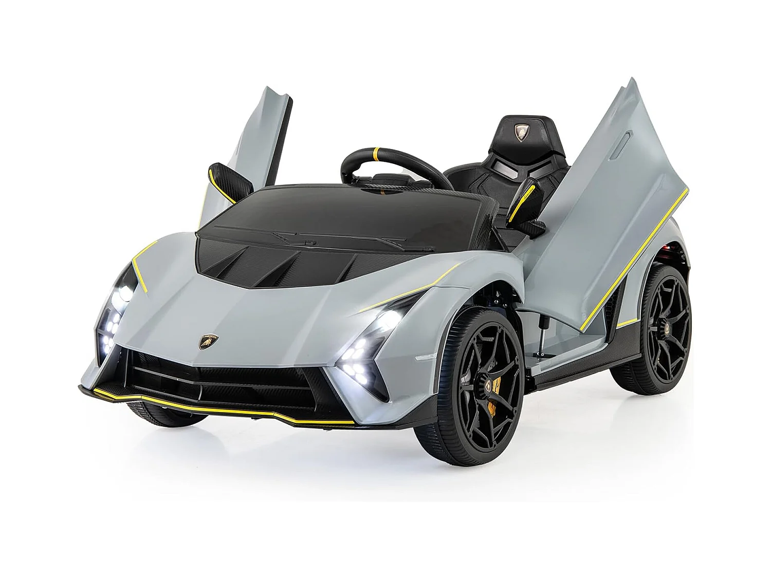Voiture Électrique Enfants Lamborghini 12V avec Télécommande, Portes Hydrauliques, Lumières LED & Musique - Gris