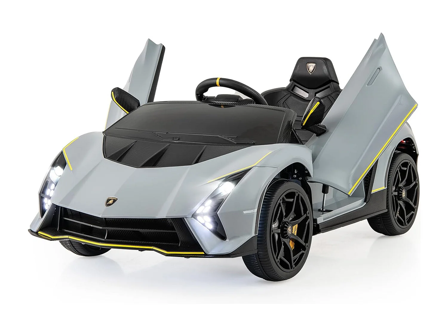Voiture Électrique Enfants Lamborghini 12V avec Télécommande, Portes Hydrauliques, Lumières LED & Musique - Gris