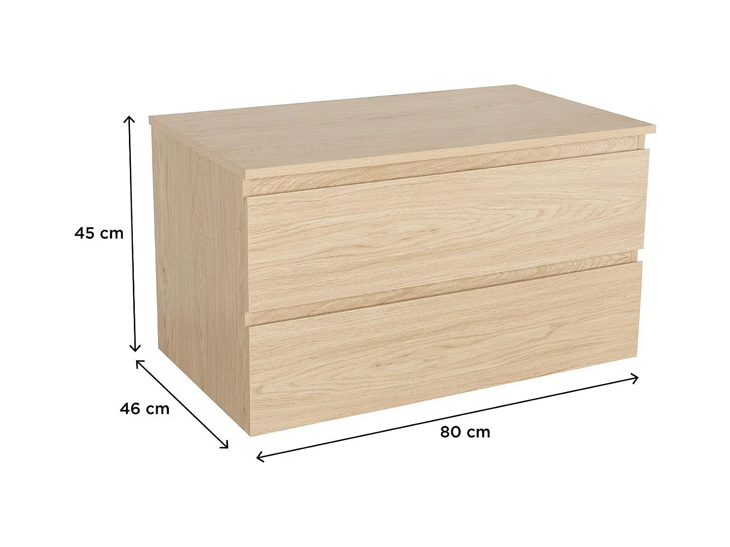 Enkele wastafelmeubel met eiken decor 80 cm SORRENTO