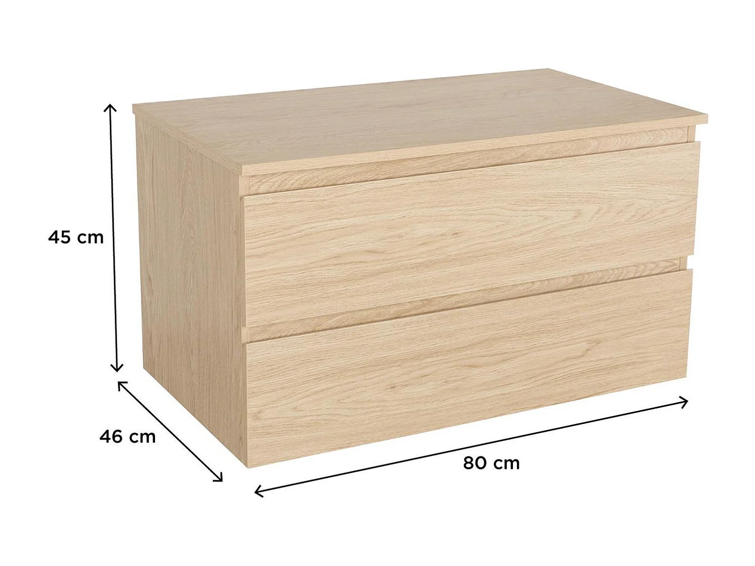 Meuble simple con lavabo decorativo de roble de 80 cm SORRENTO