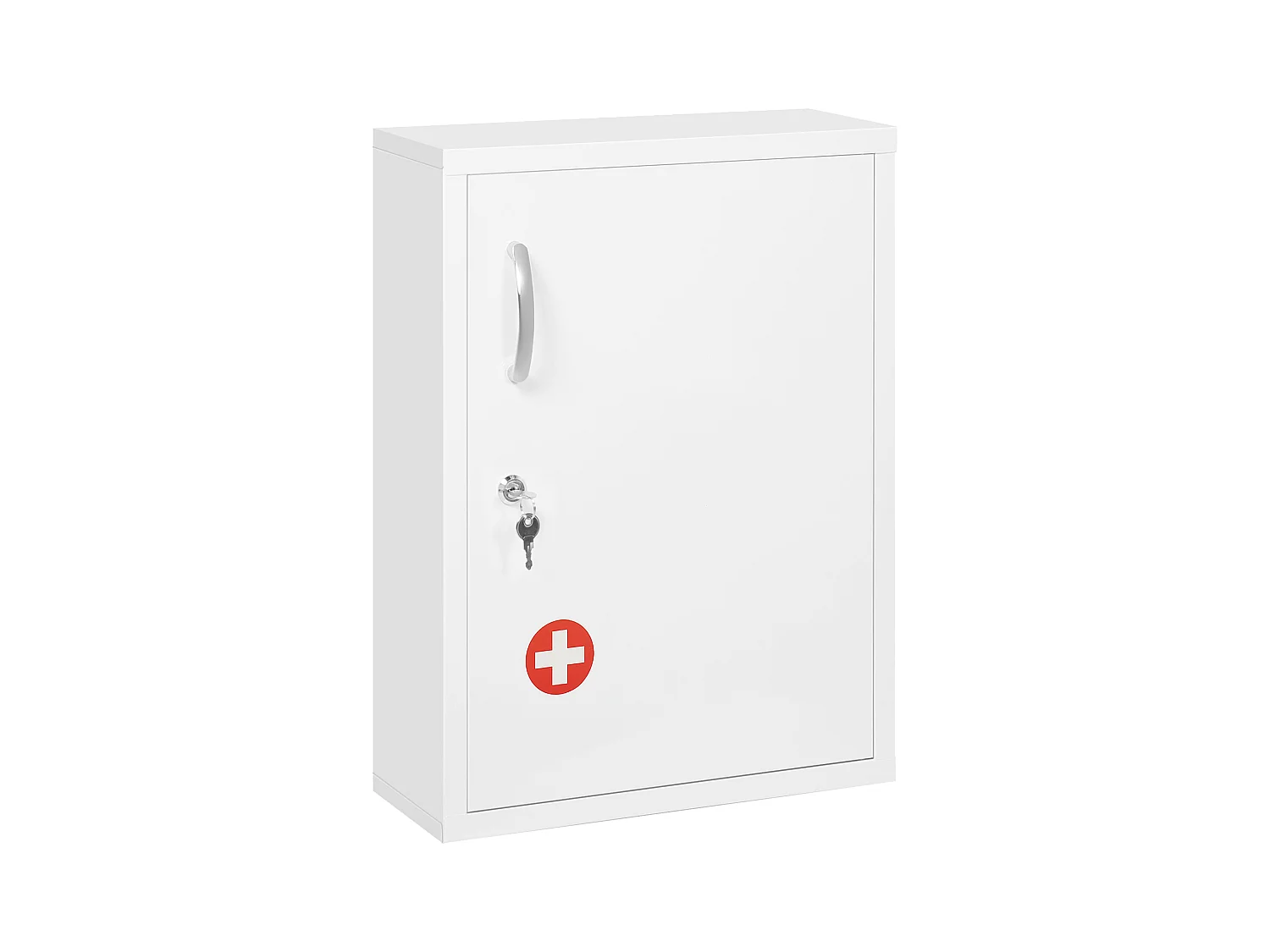 Armoire à pharmacie murale verrouillable avec 2 clés, en acier blanc, 40 x 15 x 53,5 cm