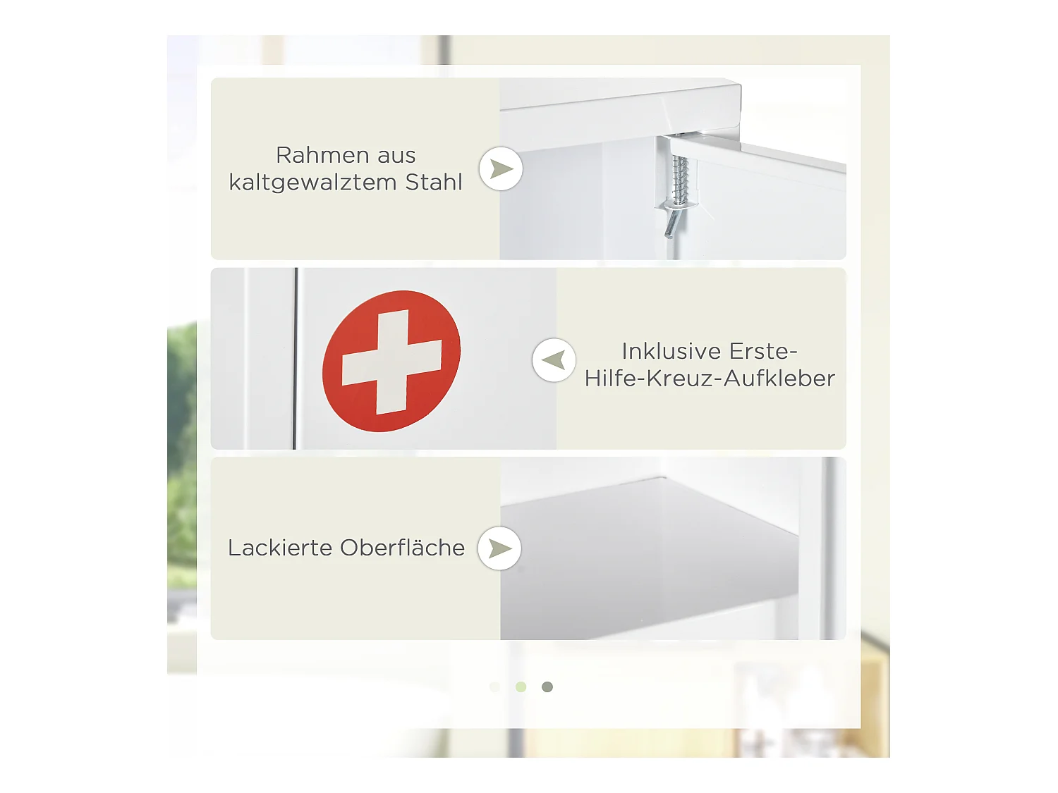 Armoire à pharmacie murale verrouillable avec 2 clés, en acier blanc, 40 x 15 x 53,5 cm