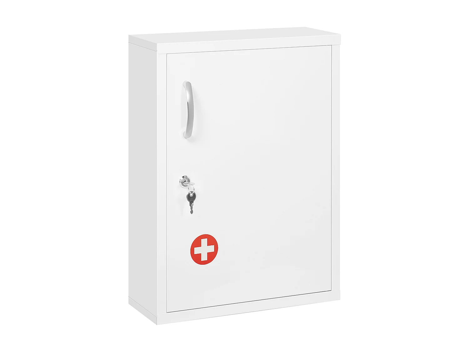 Abschließbarer Wandapothekenschrank mit 2 Schlüsseln, weißer Stahl, 40 x 15 x 53,5 cm