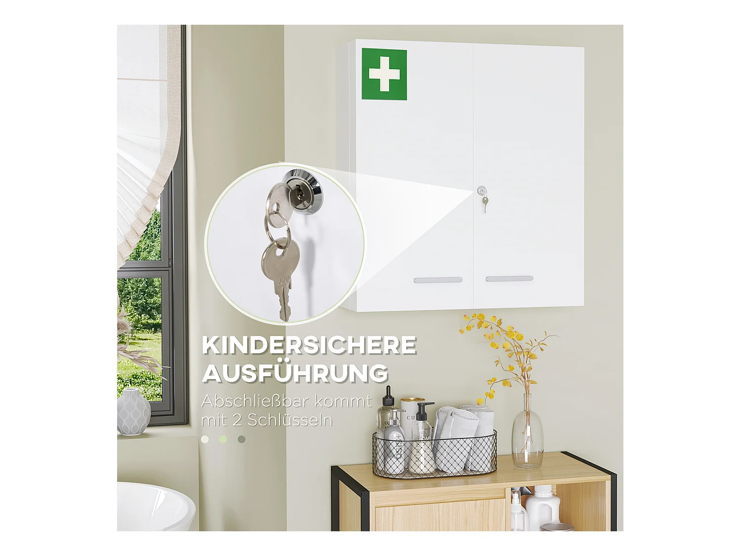 Armoire à pharmacie murale en acier blanc, 2 portes et 6 étagères, 55 x 18 x 60 cm