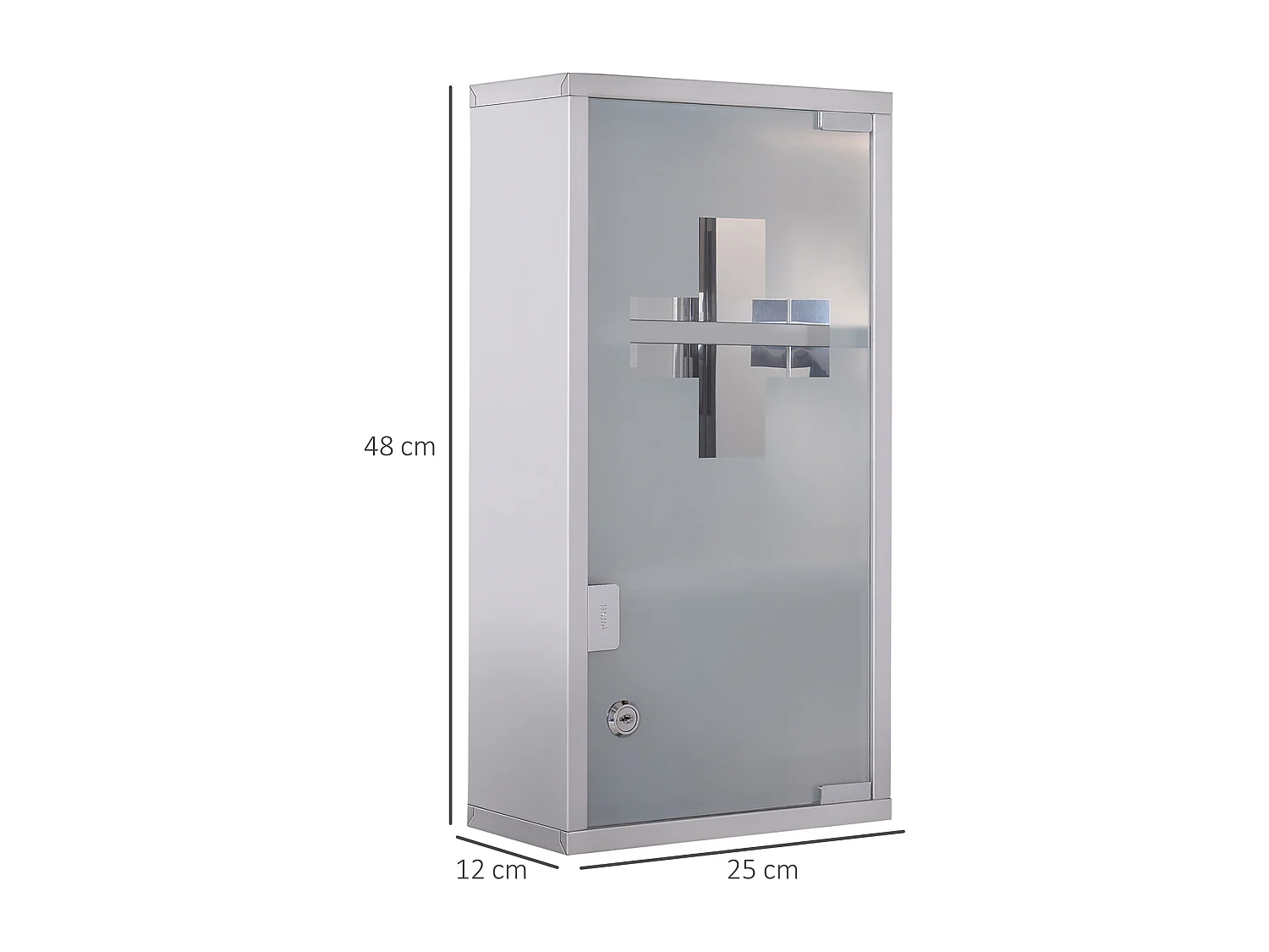 3-Fächer-Medizinschrank aus Edelstahl, 25 x 12 x 48 cm