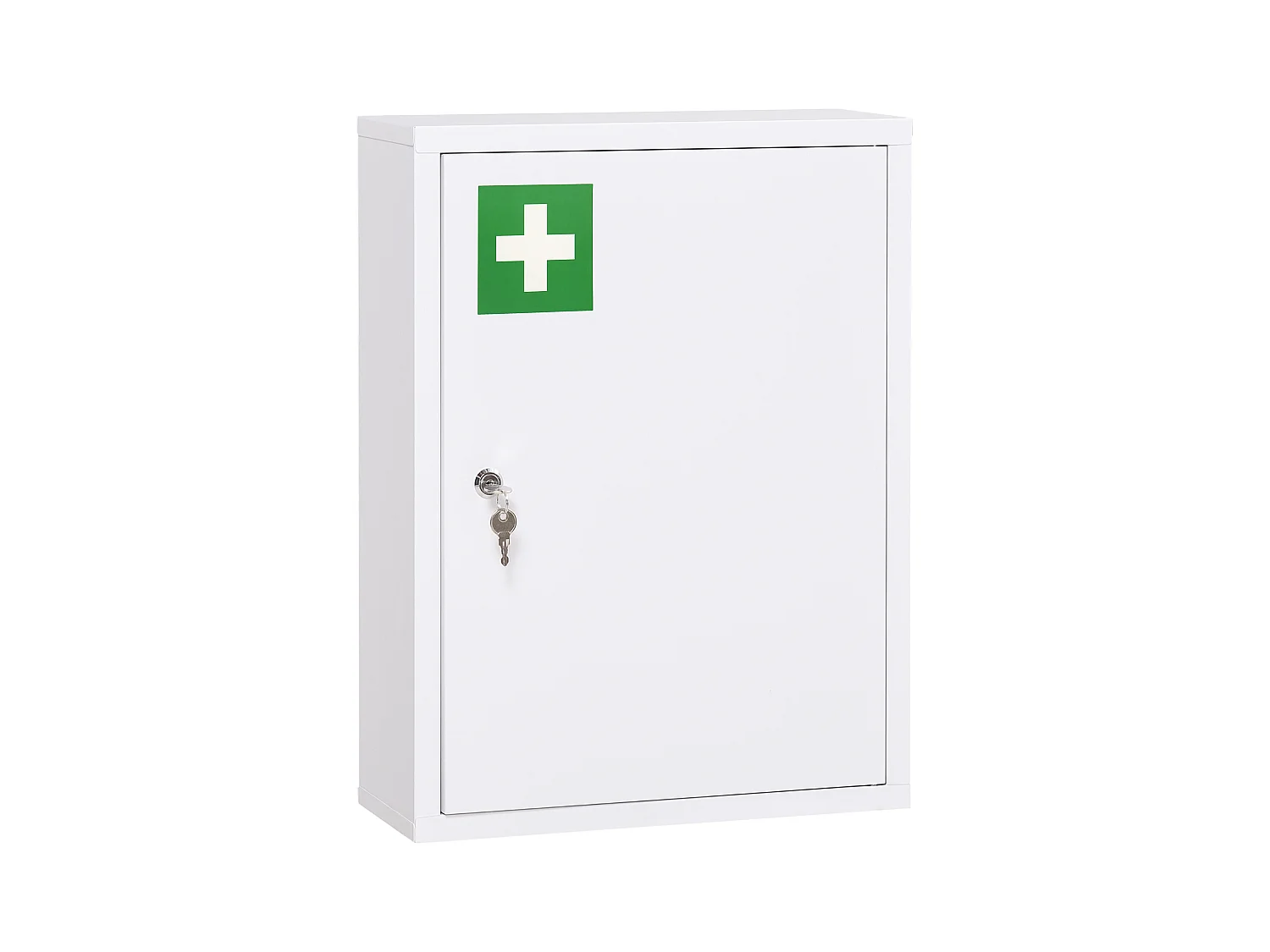 Armoire à pharmacie murale verrouillable avec 2 clés, en acier blanc, 40 x 15 x 53,5 cm