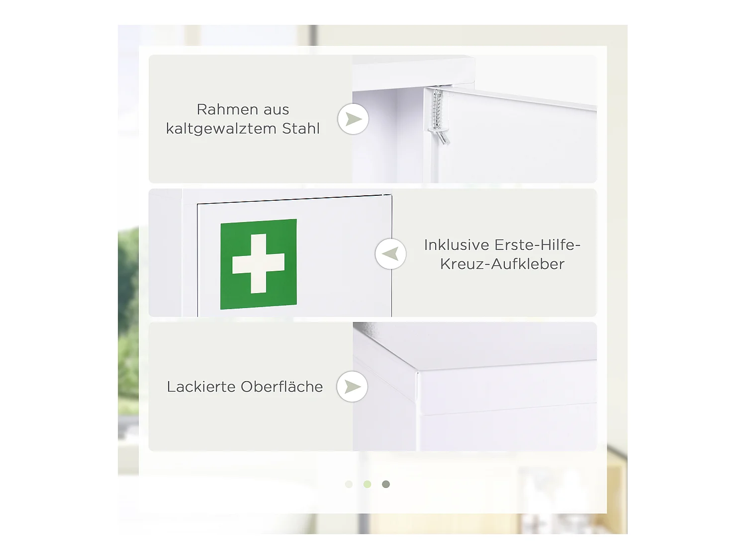 Armoire à pharmacie murale verrouillable avec 2 clés, en acier blanc, 40 x 15 x 53,5 cm