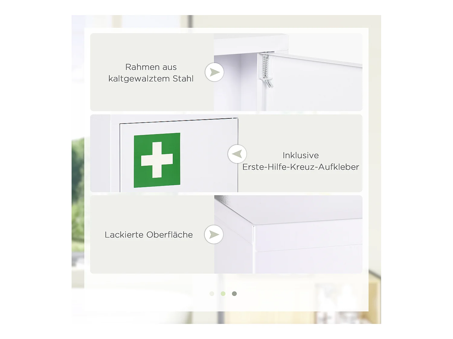 Armoire à pharmacie verrouillable pour la maison,avec 3 compartiments de sécurité enfants