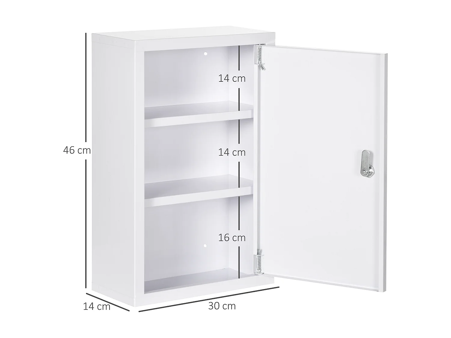 Abschließbarer Hausapothekenschrank mit 3 kindersicheren Fächern