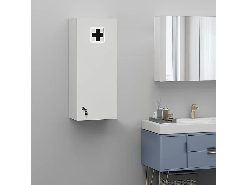 Abschließbarer und verstellbarer Wand-Medizinschrank mit Erste-Hilfe-Kreuz