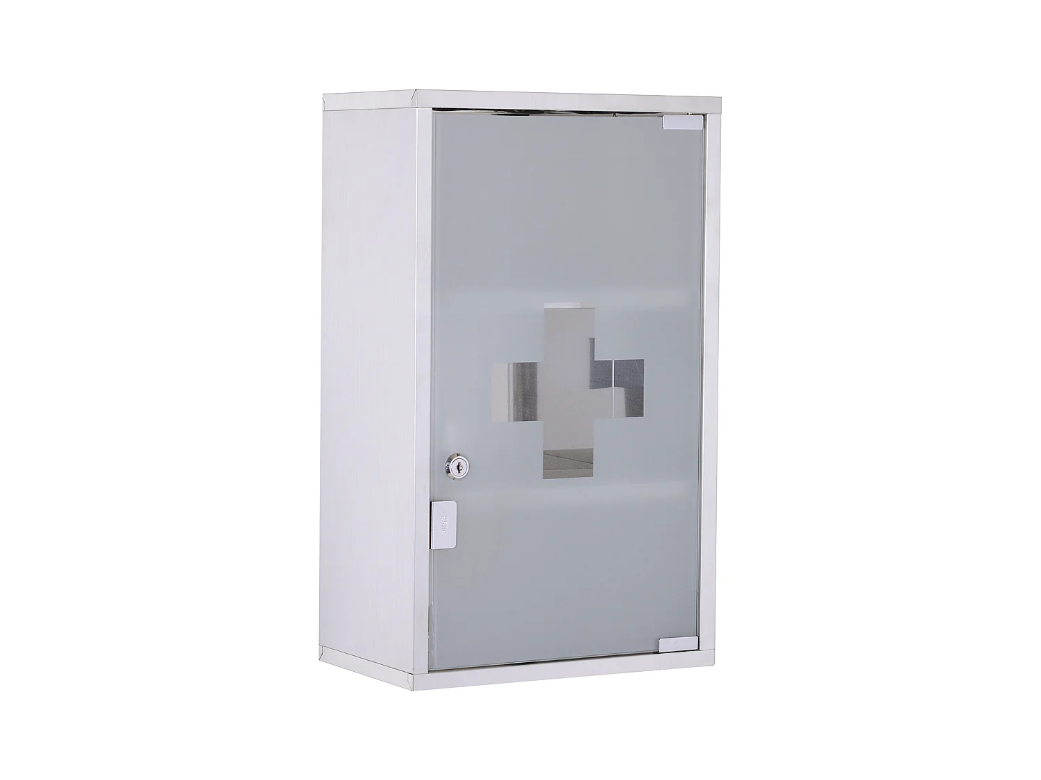 Erste-Hilfe-Schrank aus Edelstahl mit Schloss, 30 x 18 x 50 cm