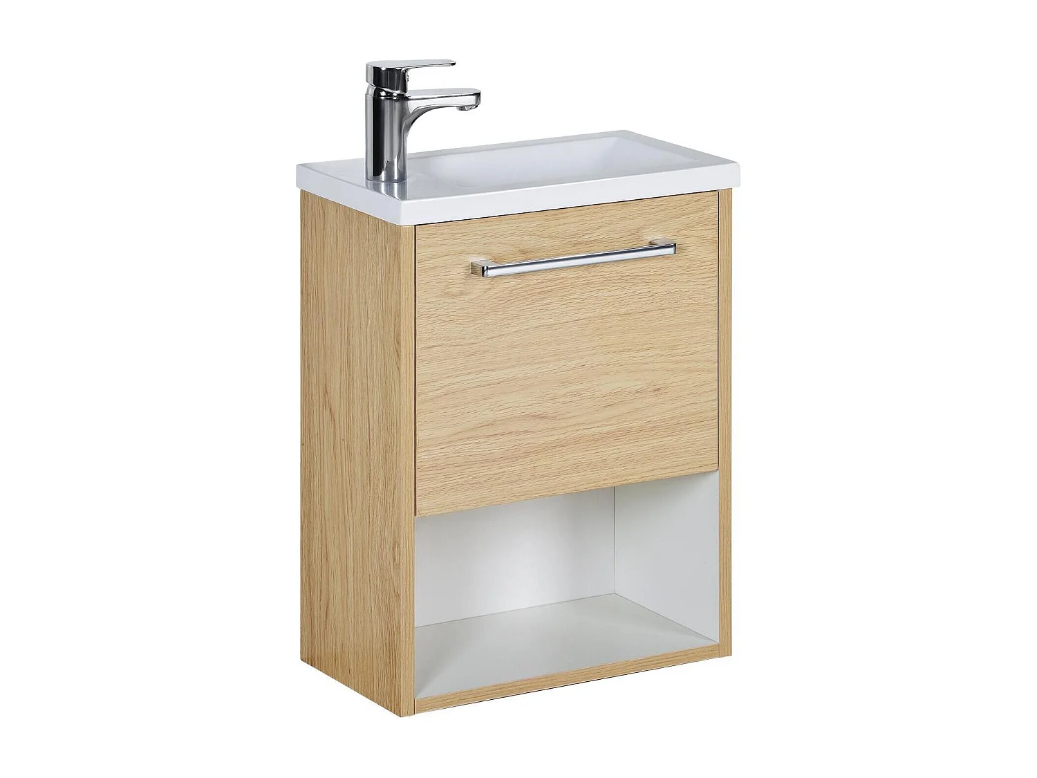 Meuble lave-mains suspendu avec niche et vasque résine 53x40cm