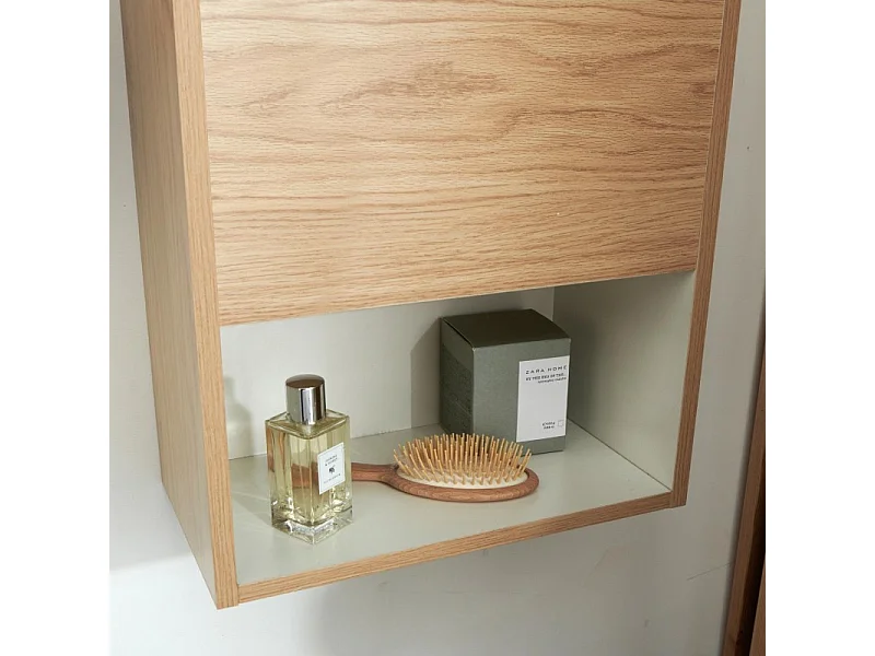 Mobile lavabo sospeso NIKA 40x53 cm con vasca in resina, anta reversibile, maniglia in metallo cromato – Design contemporaneo