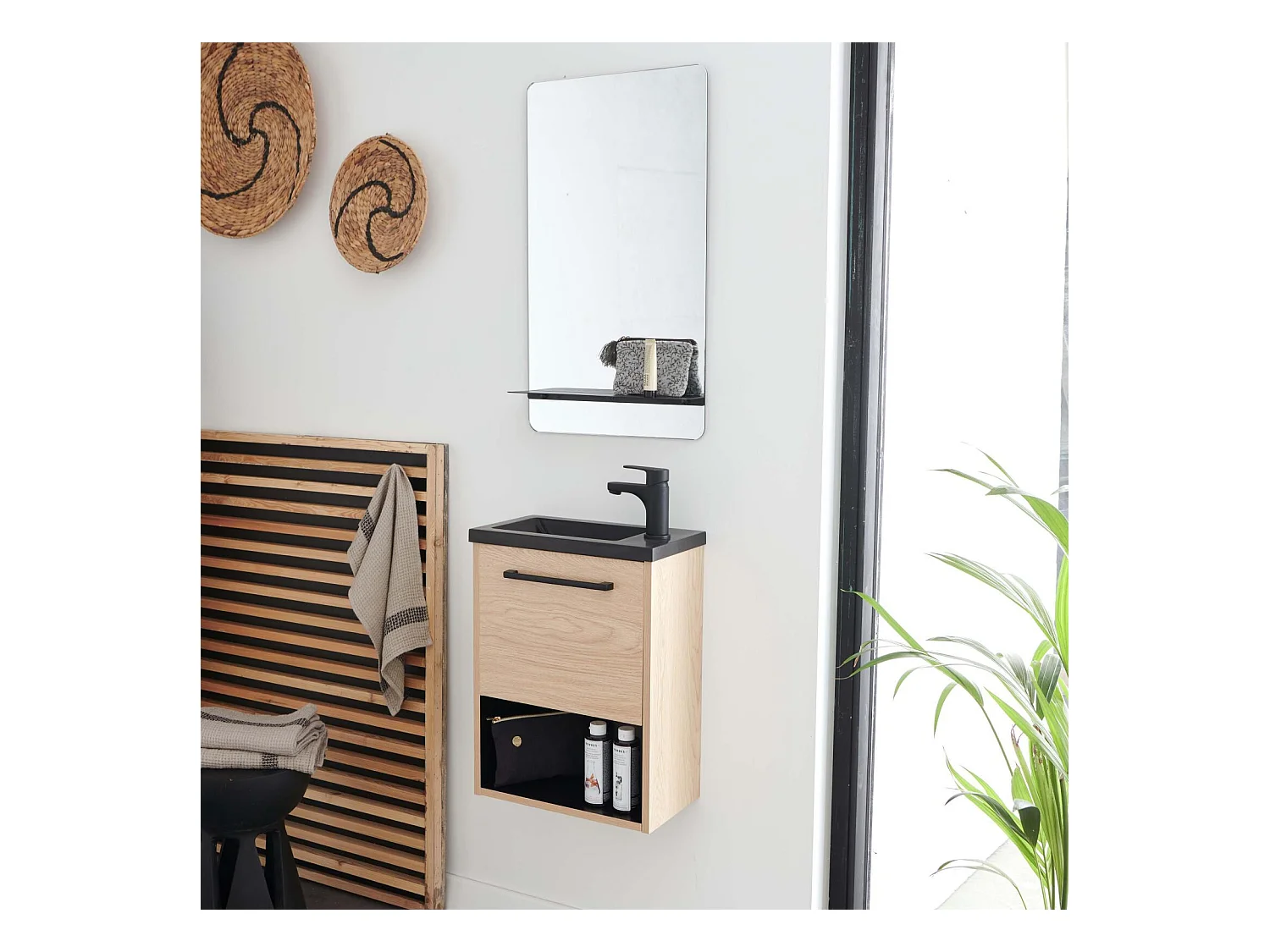 Set lavabo NIKA con nicchia, rubinetto e mensola a specchio