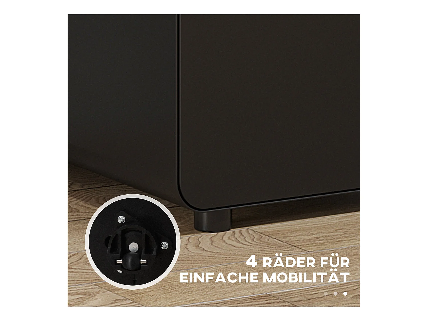 Armário de arquivo móvel com 3 gavetas, armário de escritório, aço preto, 39 x 48 x 59 cm