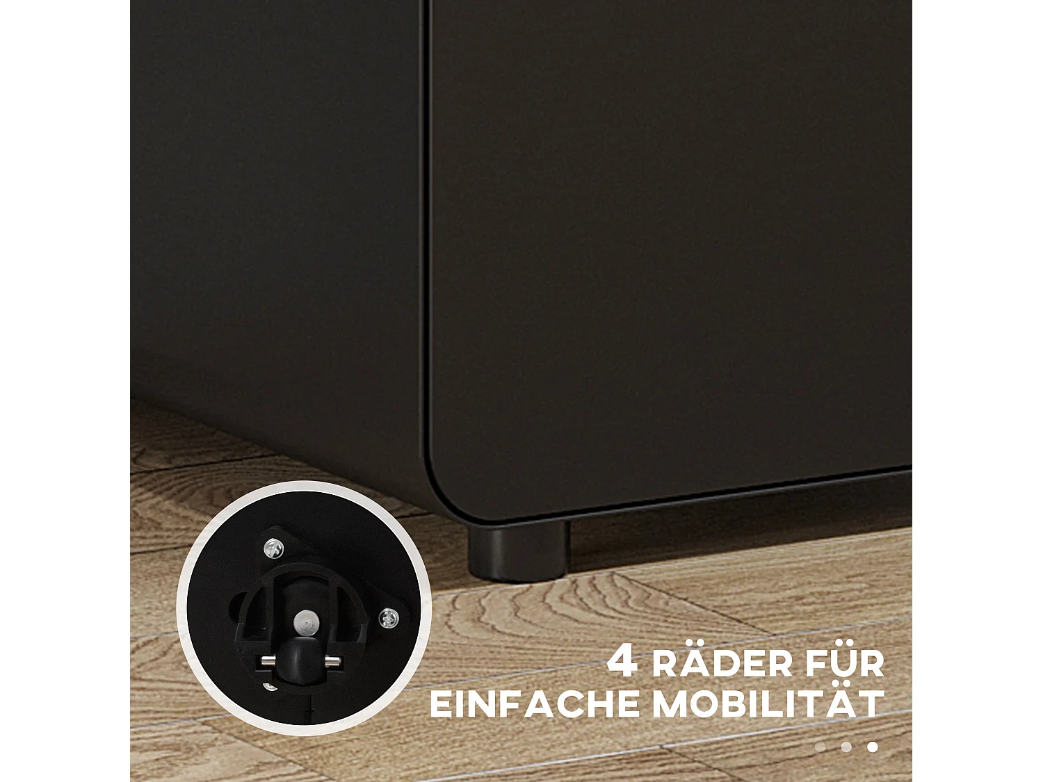 Armário de arquivo móvel com 3 gavetas, armário de escritório, aço preto, 39 x 48 x 59 cm