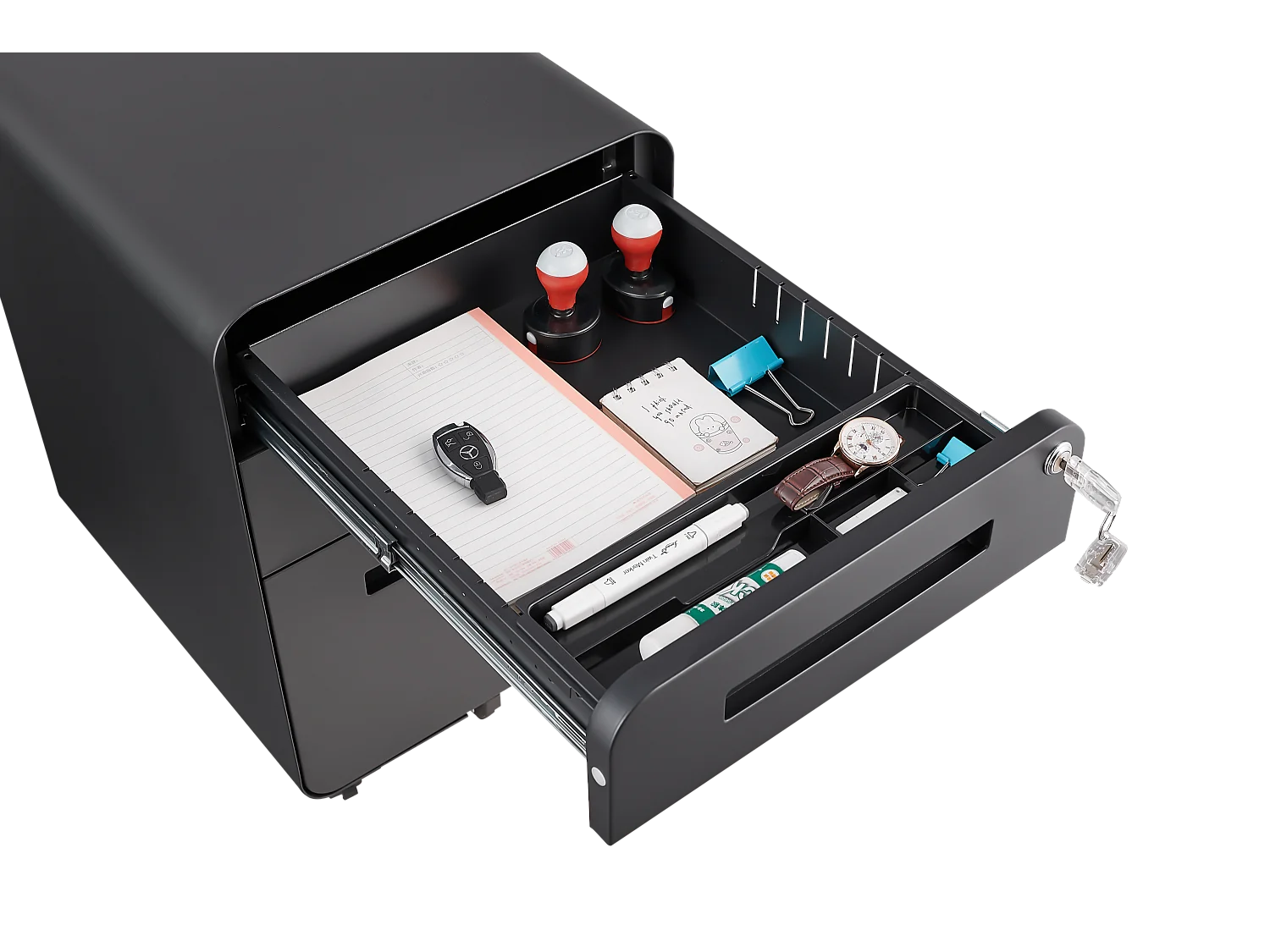 Mobiele archiefkast met 3 laden onder het bureau, eenvoudige en veelzijdige opbergkast