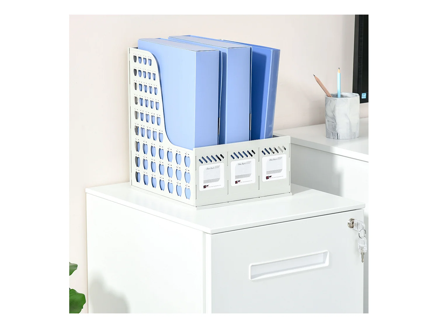 Vinsetto Rollcontainer  Aktenschrank mit 2 Schubladen, Abschließbar, Rollen, A4, Stahl