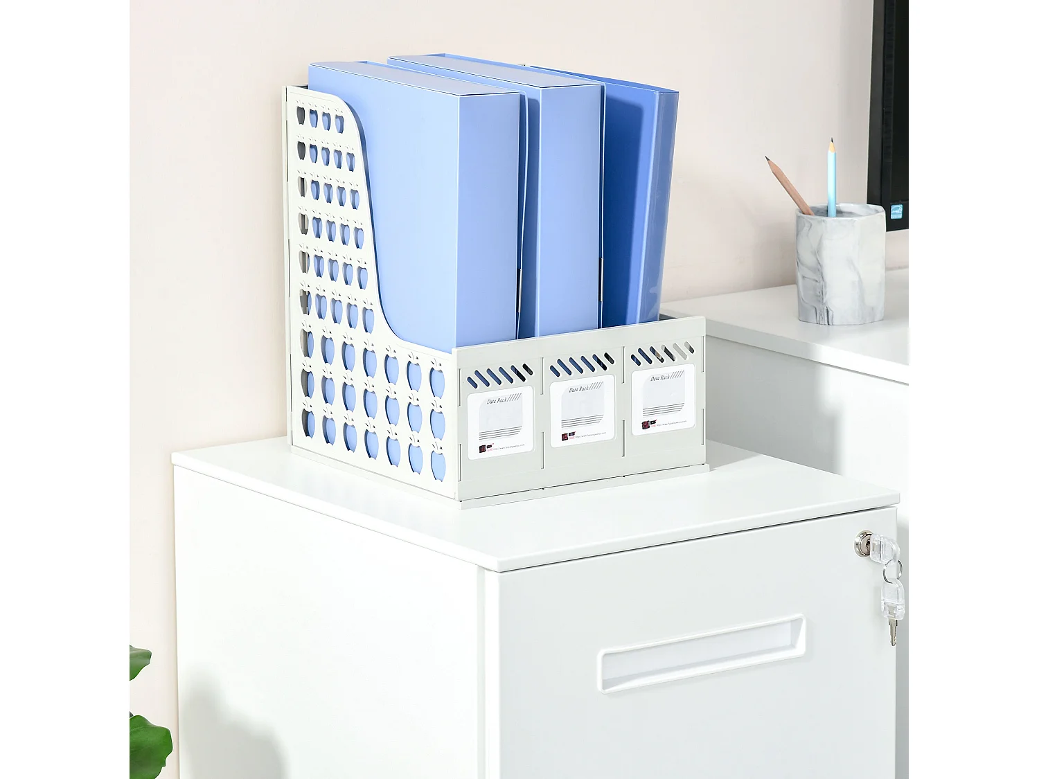 Vinsetto mobiele archiefkast met 2 lades, afsluitbaar, wielen, A4-formaat, staal