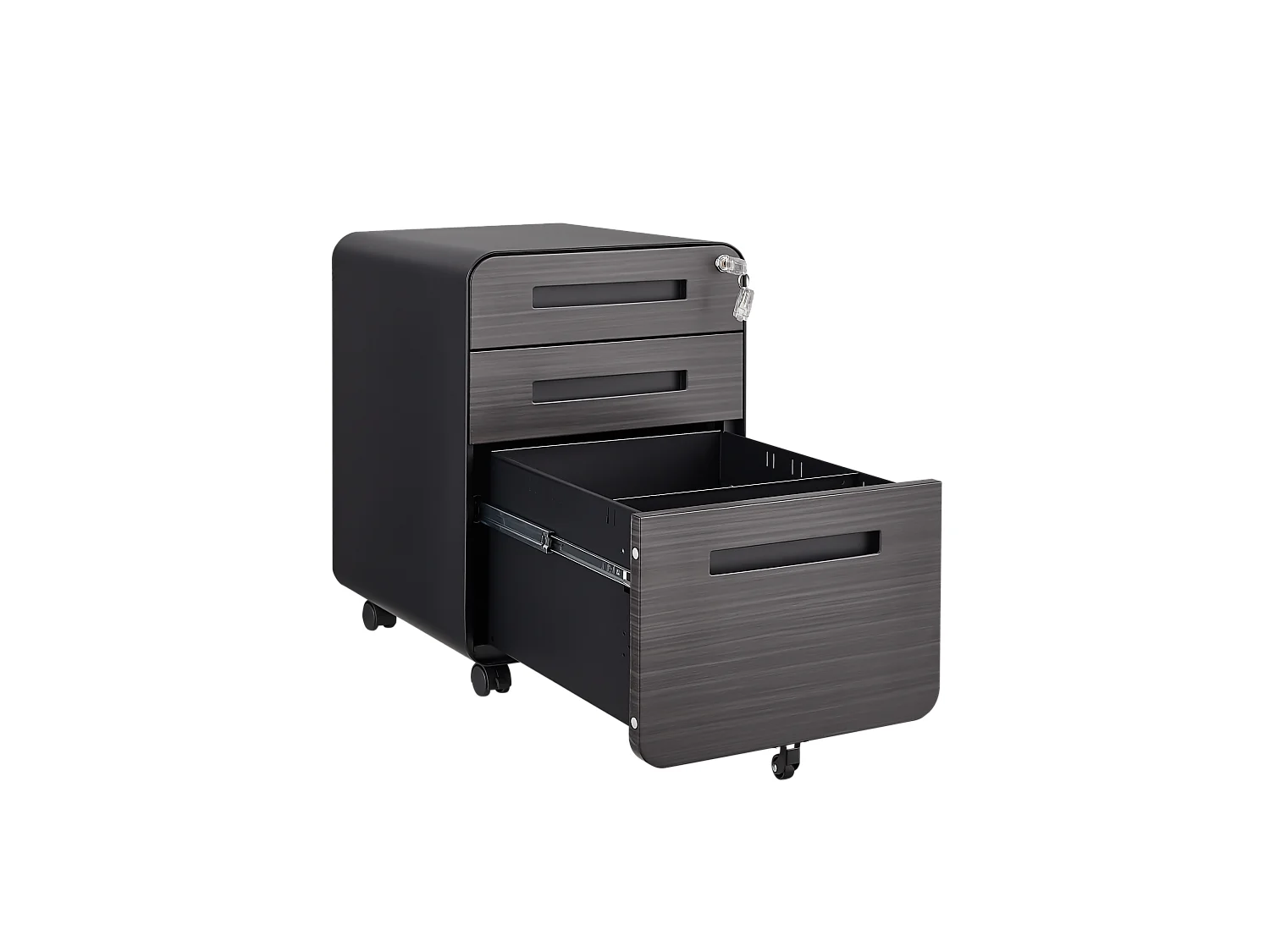 Mobiele archiefkast met 3 laden voor onder het bureau voor Legal/Letter/A4-mappen, 5 wielen