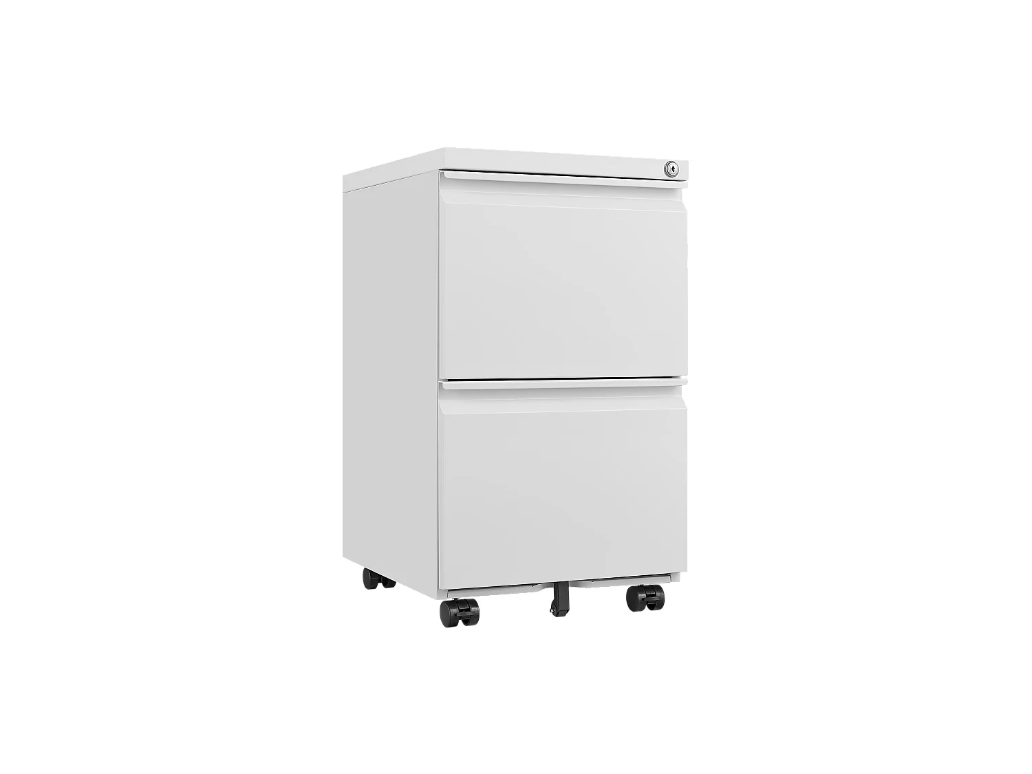 Mobiler Aktenschrank aus Metall mit 2 Schubladen und Schloss, Untertisch-Aktenschrank aus Stahl, 65 cm