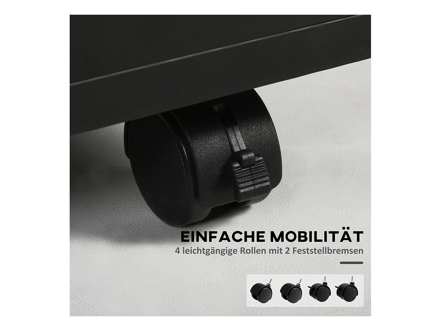 Schwarzer Rollschrank, 40 x 35 x 60 cm, mit Schublade für Büro und Zuhause