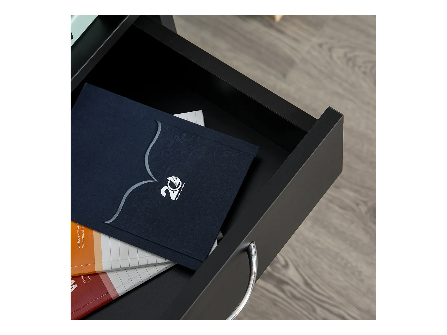 Schwarzer Rollschrank, 40 x 35 x 60 cm, mit Schublade für Büro und Zuhause