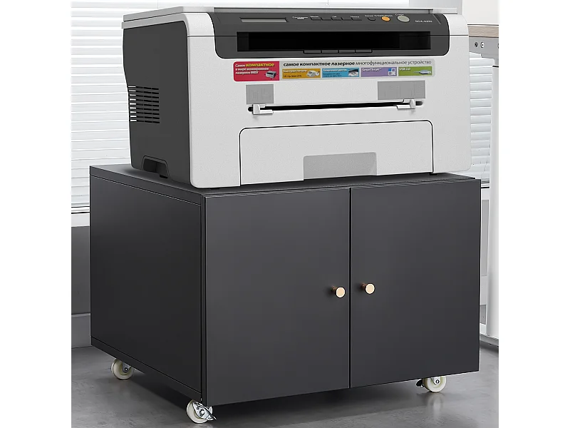 Supporto per stampante in metallo con contenitore, tavolini per stampante mobili