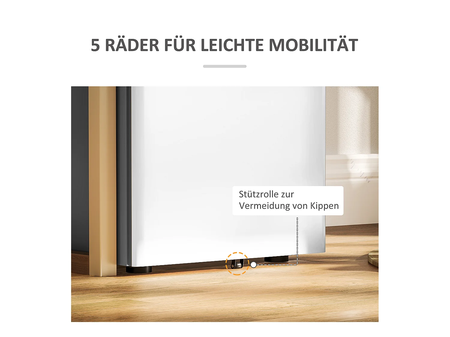 Rollbarer Aktenschrank mit 3 Schubladen, abschließbarer Büroschrank mit Hängeregistratur