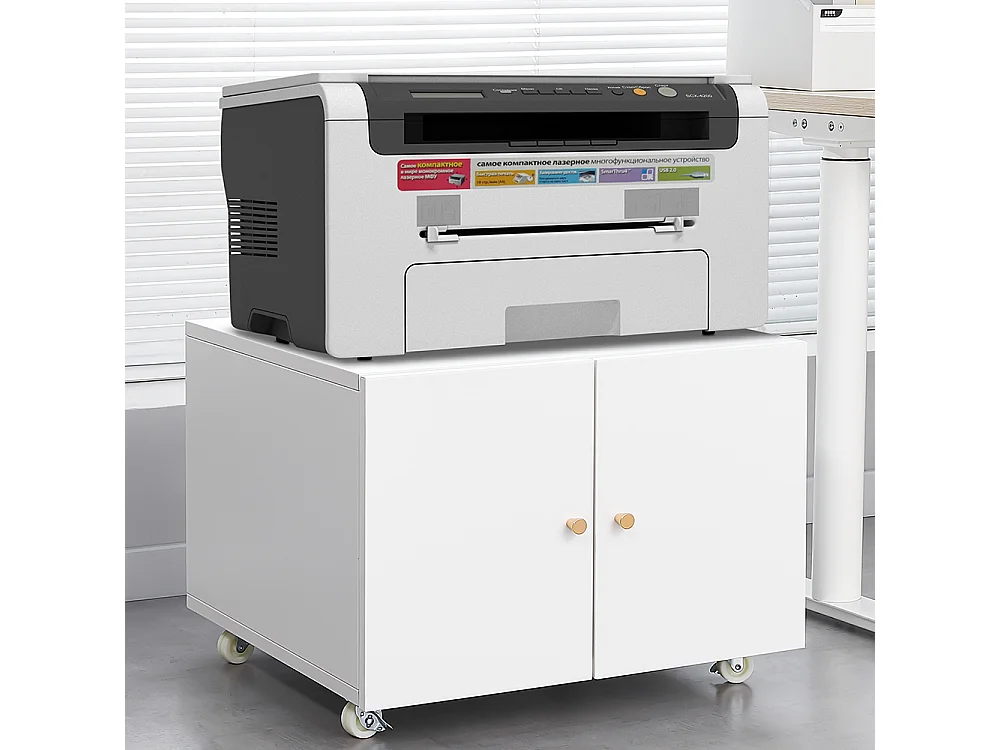 Metalen printerstandaard met opbergruimte, mobiele printertafels