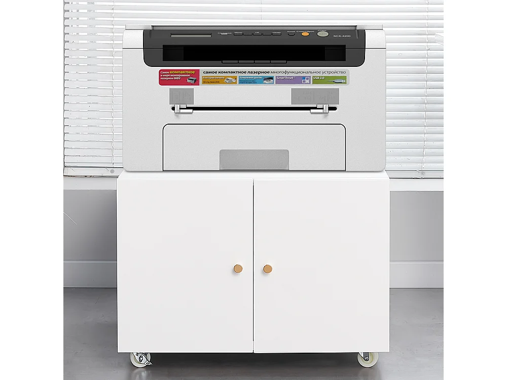 Metalen printerstandaard met opbergruimte, mobiele printertafels