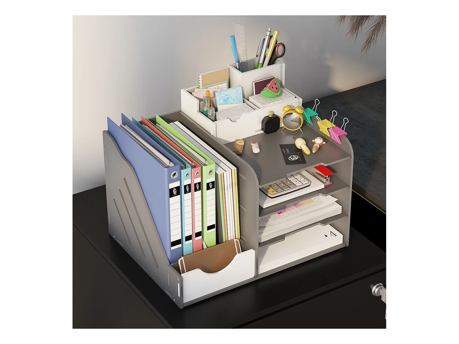 Schwarzer Rollschrank mit 2 abschließbaren Schubladen auf Rollen, Stahl