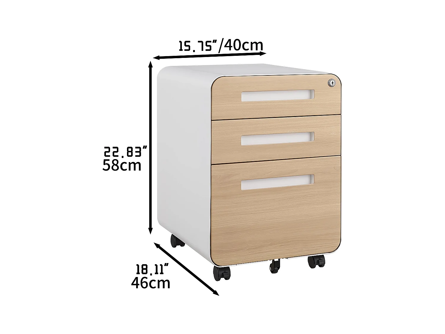 Mobiler Aktenschrank mit 3 Schubladen unter dem Schreibtisch, einfacher und vielseitiger Aufbewahrungsschrank
