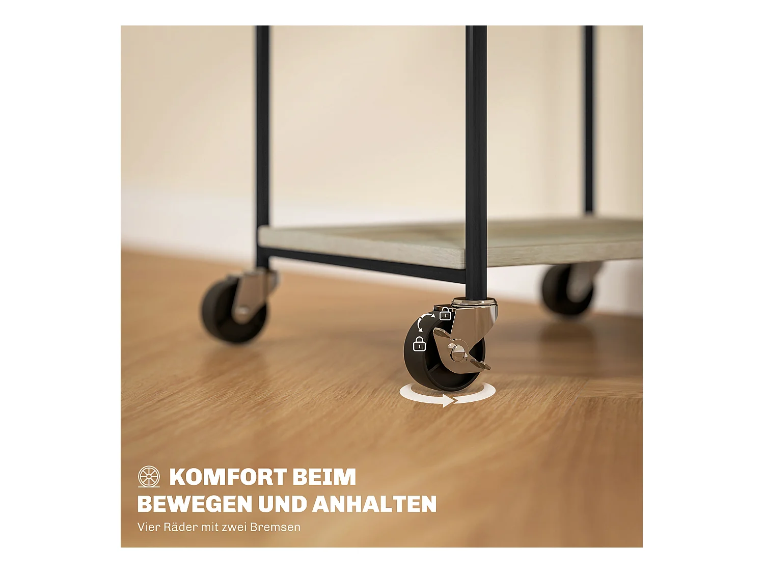 Druckertisch mit Rolle, Druckerständer mit 3-Ebene, Druckerhalter